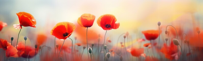Poppies flowers banner