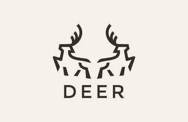 
Minimalist and luxury line art deer logo symbol design, simple.