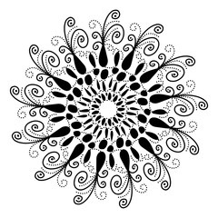 Black tribal mandala element illustration design. Perfect for tattoos, icons, background elements and wallpapers, stickers