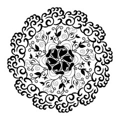 Black tribal mandala element illustration design. Perfect for tattoos, icons, background elements and wallpapers, stickers