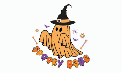 Spooky babe svg, halloween svg design bundle, Retro halloween svg, happy halloween vector, pumpkin, witch, spooky, ghost, funny halloween t-shirt quotes Bundle, Cut File Cricut, Silhouette 