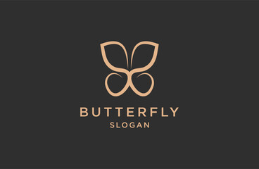 Butterfly gold logo template, luxury butterfly logo outline