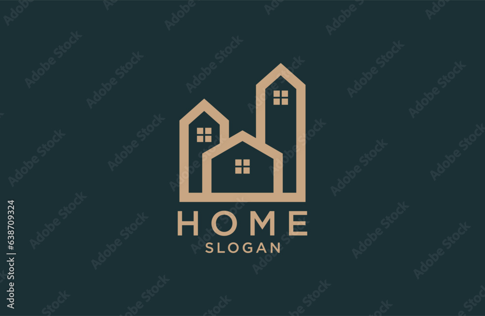 Wall mural real estate logo, home care logo, home and line logo, home and building, luxury vector logo template