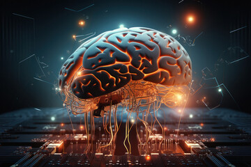 Human brain floating of information. concepts of Big Data and artificial intelligence