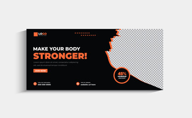 Gym fitness social media cover and web banner template