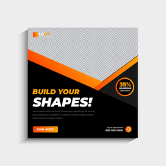 Gym fitness social media post and web banner template