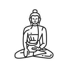 Buddha icon, Buddhism, yoga meditation and Zen, vector Buddhist religious symbol. Hinduism religion icon of Buddha in lotus pose for mantra, asana ayurveda or mandala and Vesak in Buddhism religion