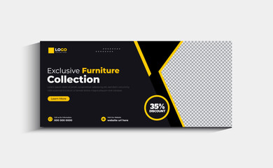 Modern Furniture Sale Social Media Cover or Web Banner Template