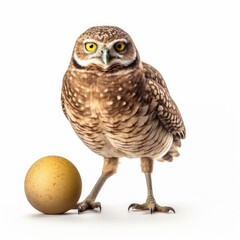 Burrowing owl bird isolated on white. Generative AI