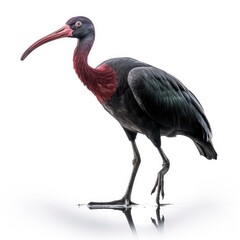 Glossy ibis bird isolated on white. Generative AI