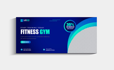 Gym fitness social media cover and web banner template