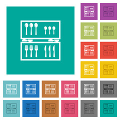 Flatware box square flat multi colored icons