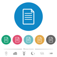 Document flat round icons