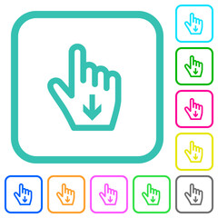 Hand cursor down outline vivid colored flat icons