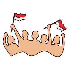 Silhouette of young people. Sumpah pemuda day. The spirit of Indonesian youth nationalism