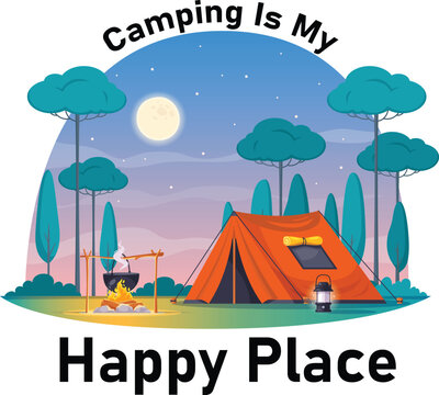 Camping is my happy place t-shirt design