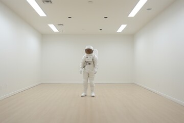 Space man in empty white room. Generative AI