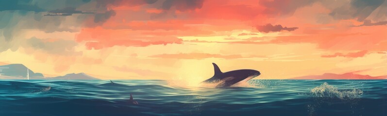 Fototapeta premium Whale banner