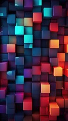 Color 3D cubes vertical background. Generative AI.
