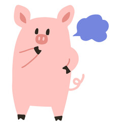 Obraz na płótnie Canvas Pig thinking flat illustration