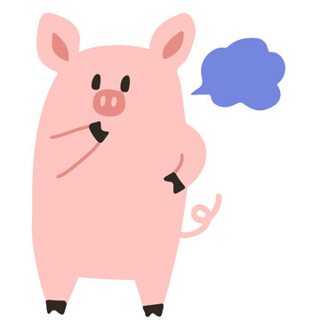 Pig thinking flat illustration
