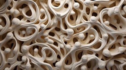 Generative AI, white, ivory and beige modelling clay, gypsum or ceramic background and texture, curls and flowing forms