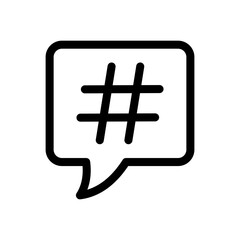 Hashtag in speech bubble line icon. Hashtag sign symbol, simple pictogram. Vector illustration isolated on a white background. Vector sign for mobile app and web sites.