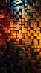 A wall made up of squares of different colors. Generative AI.