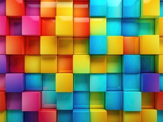A bunch of colorful cubes in a room. Generative AI.
