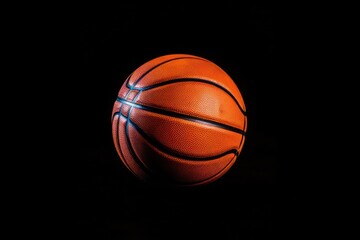 a basketball ball is sitting on a black surface, created by Generative AI