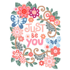 Just be you label in flower 