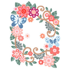 flowers and butterflies label