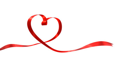 3D red ribbon in the shape of a heart
