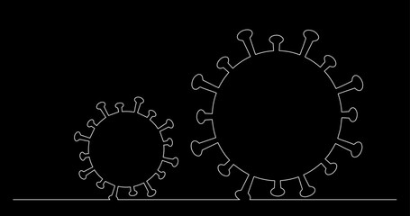 continuous line drawing vector illustration with FULLY EDITABLE STROKE - people in masks as a concept of life during covid corona virus symbol pandemic