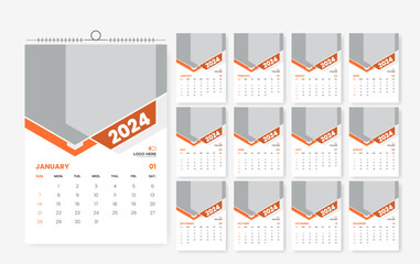 2024 calendar design template, 2024 12 page creative wall calendar design template