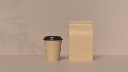 Paper coffee cup mock-up. Package mockup design for branding