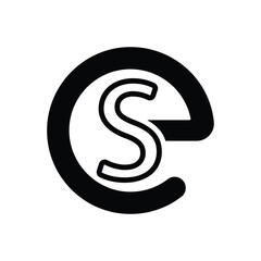 Black solid icon for es initial