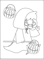 Halloween coloring pages for kids with hand drawn black color pumpkin sketch illustration