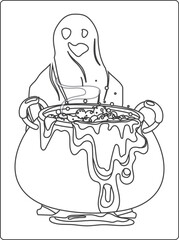 Halloween coloring pages for kids with hand drawn black color pumpkin sketch illustration