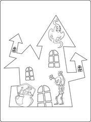 Fototapeta premium Halloween coloring pages for kids with hand drawn black color pumpkin sketch illustration