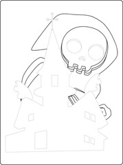 Halloween coloring pages for kids with hand drawn black color pumpkin sketch illustration