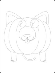 Halloween coloring pages for kids with hand drawn black color pumpkin sketch illustration