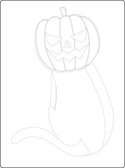 Halloween coloring pages for kids with hand drawn black color pumpkin sketch illustration