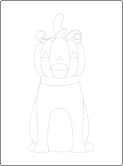 Halloween coloring pages for kids with hand drawn black color pumpkin sketch illustration