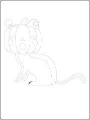 Halloween coloring pages for kids with hand drawn black color pumpkin sketch illustration