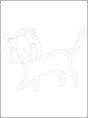 Halloween coloring pages for kids with hand drawn black color pumpkin sketch illustration