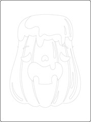Halloween coloring pages for kids with hand drawn black color pumpkin sketch illustration