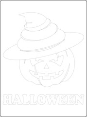 Halloween coloring pages for kids with hand drawn black color pumpkin sketch illustration