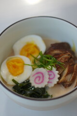 Korean Soup with Eggs and Roasted Chicken