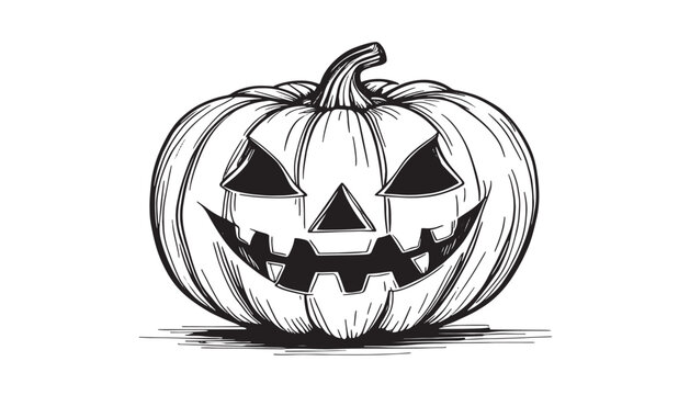 Halloween pumpkin hand drawn sketch. Halloween pumpkin sketch vector. pumpkins for Halloween. Pumpkin paint on a white background.